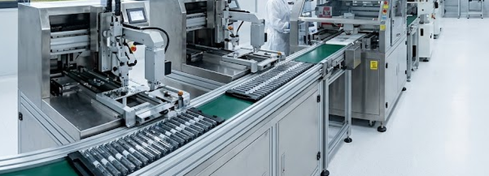 Clean room production line in Hunan Province manufacturing pet microchips, showing automated chip bonding, screen printing, and quality control testing facilities Clean room production line in Hunan Province manufacturing pet microchips, showing automated chip bonding, screen printing, and quality control testing facilities