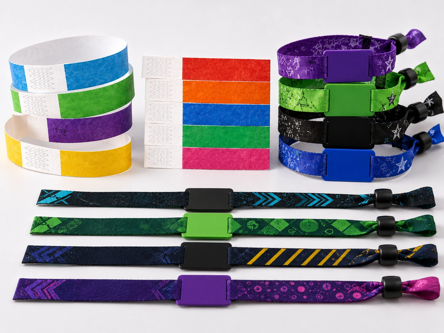Sequentially numbered event wristbands and RFID fabric wristbands prepared for access control comparison